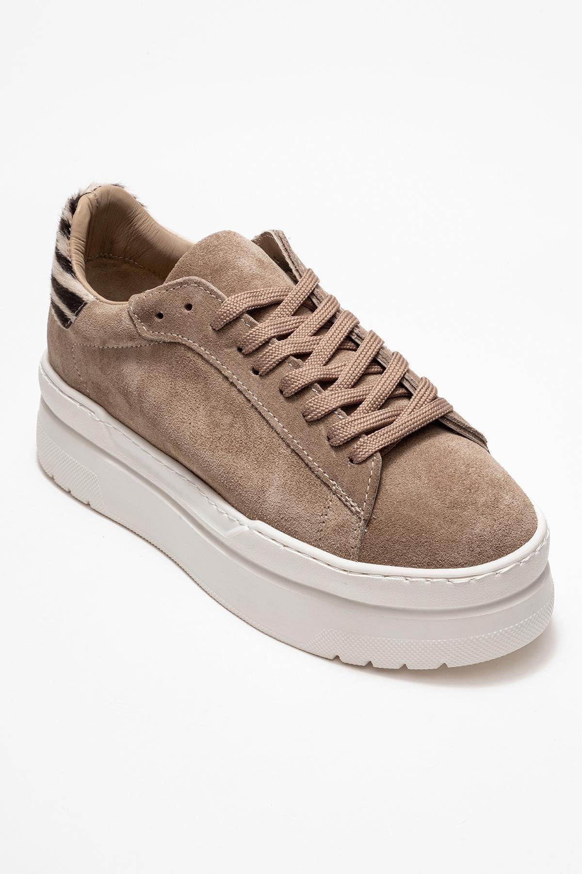 Anabel - Taupe Suede Genuine Leather Casual Sneaker (Women) - Image 3