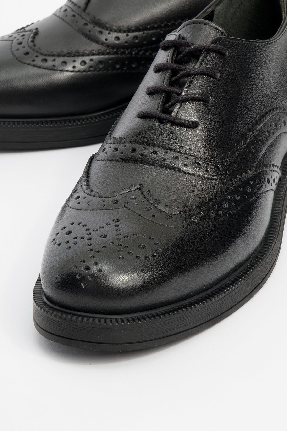 Avra - Black Leather Oxford Shoes (Women) - Image 3