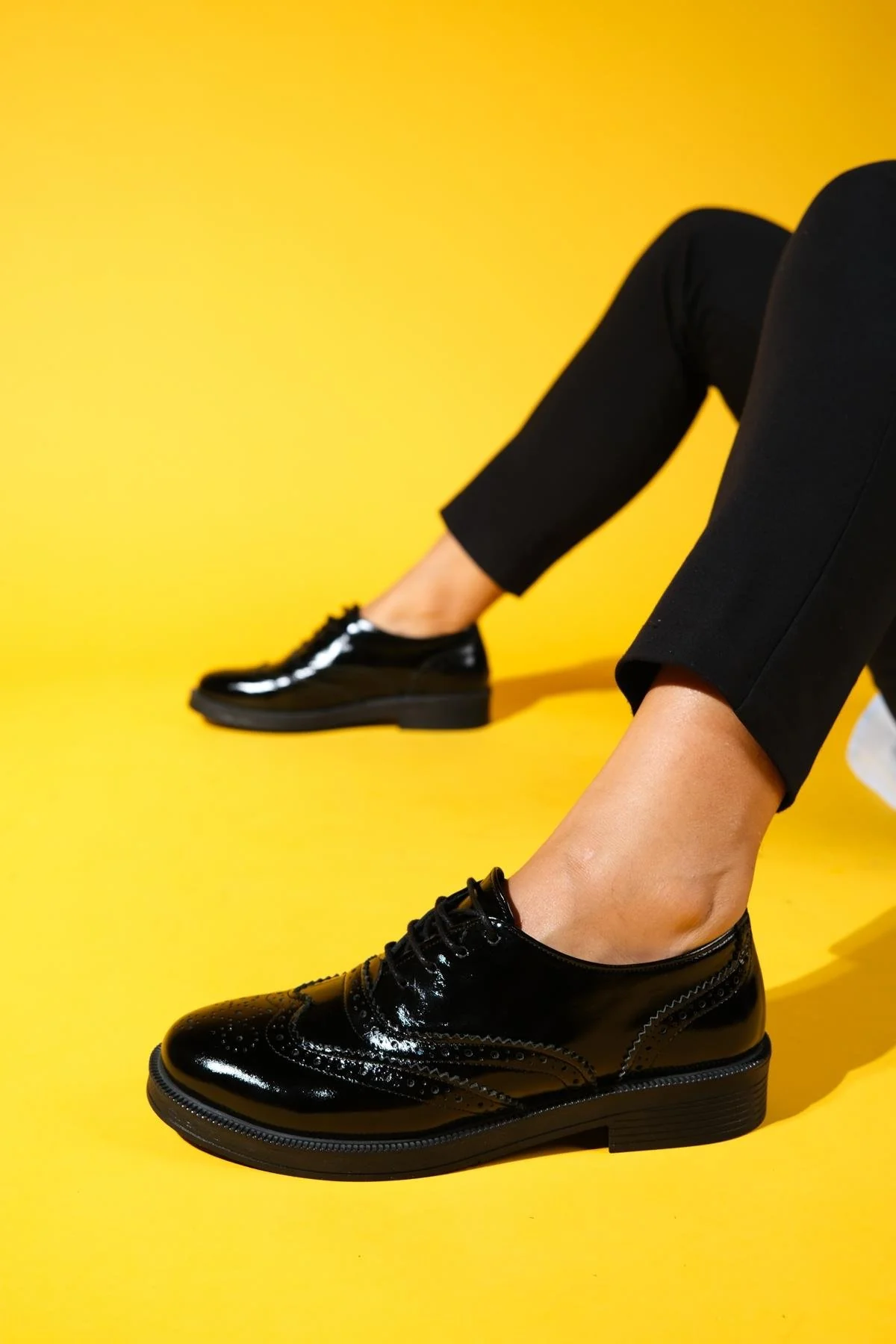 Avra - Black Patent Leather Oxford Shoes (Women) - Image 5