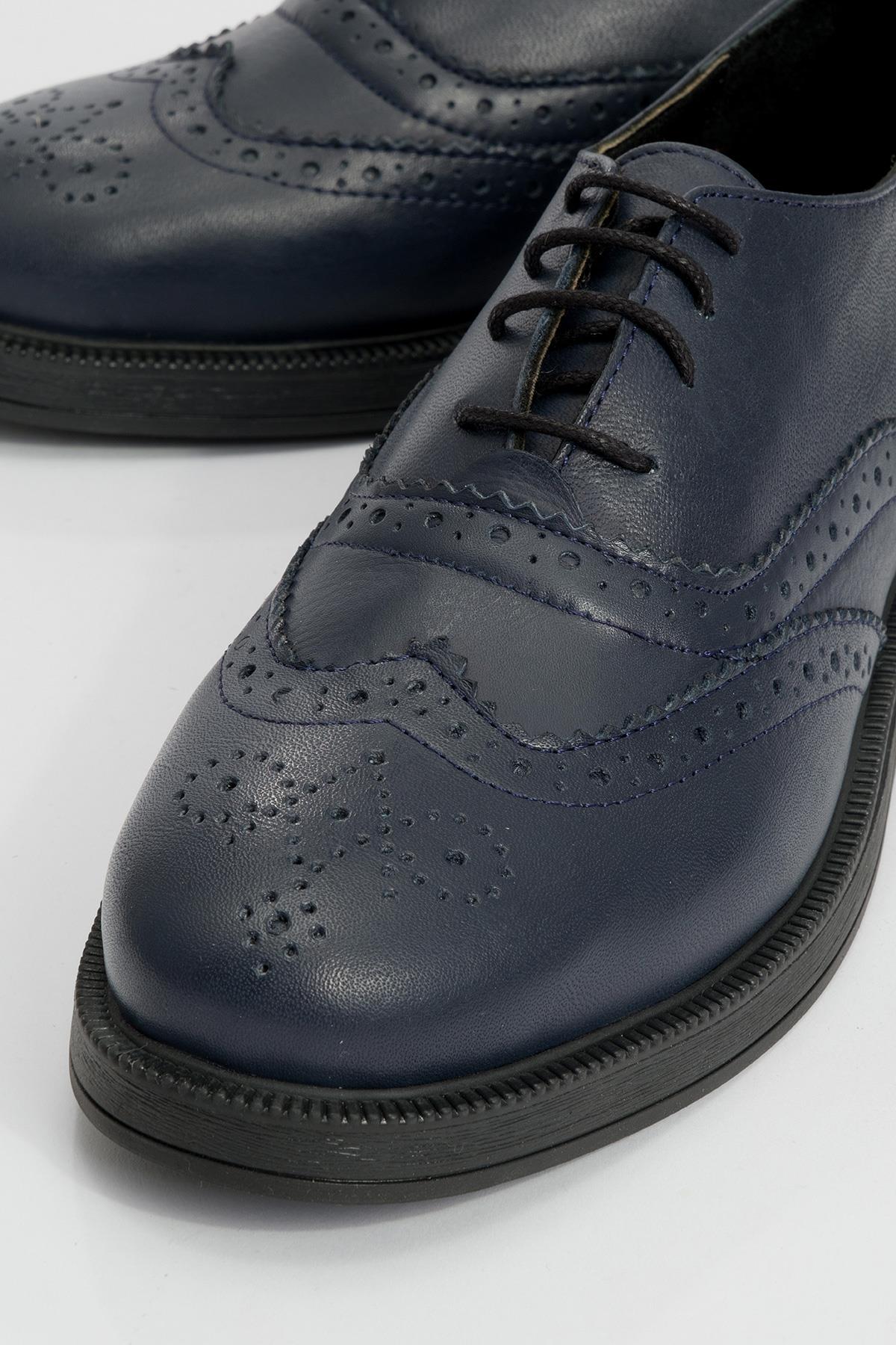 Avra - Navy Leather Oxford Shoes (Women) - Image 3