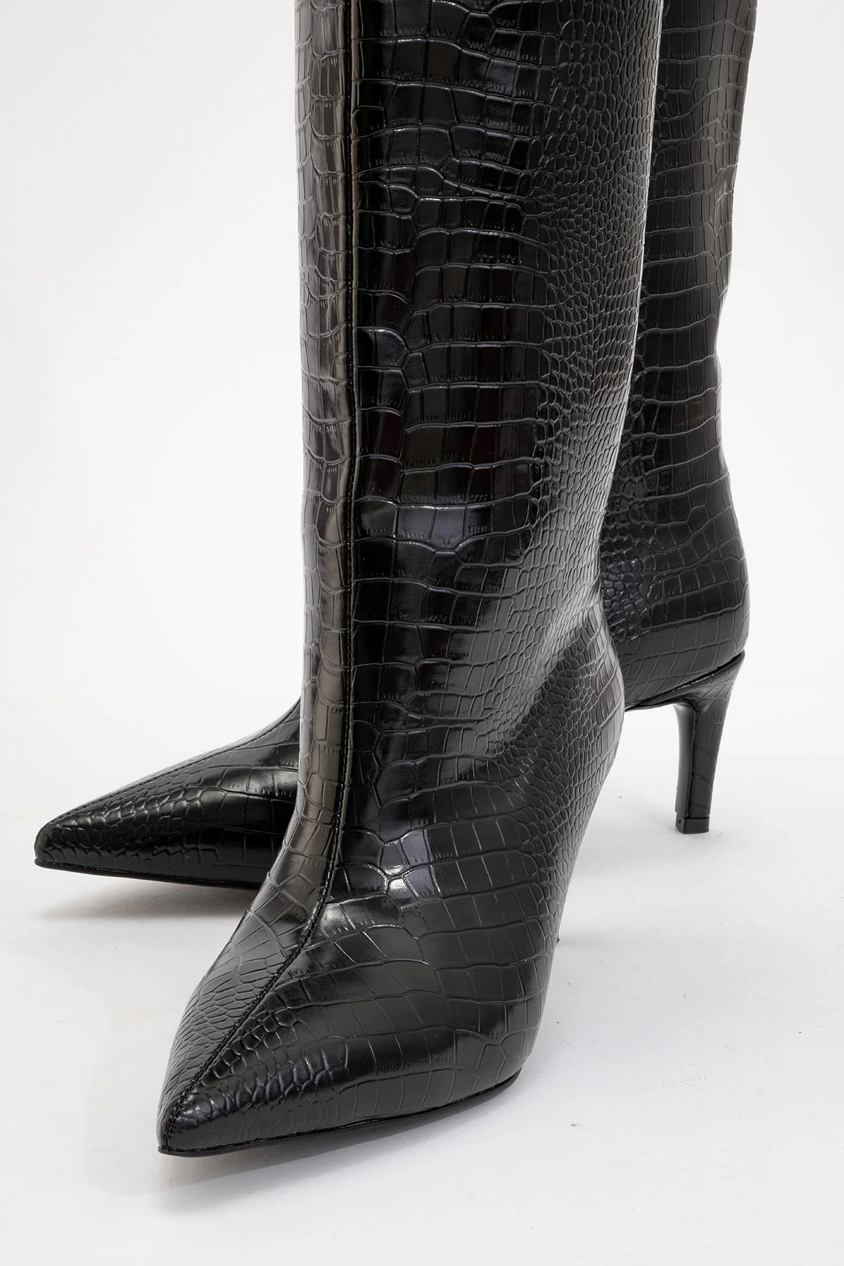 Camila - Black Printed Knee-High Boot (Women) - Image 3