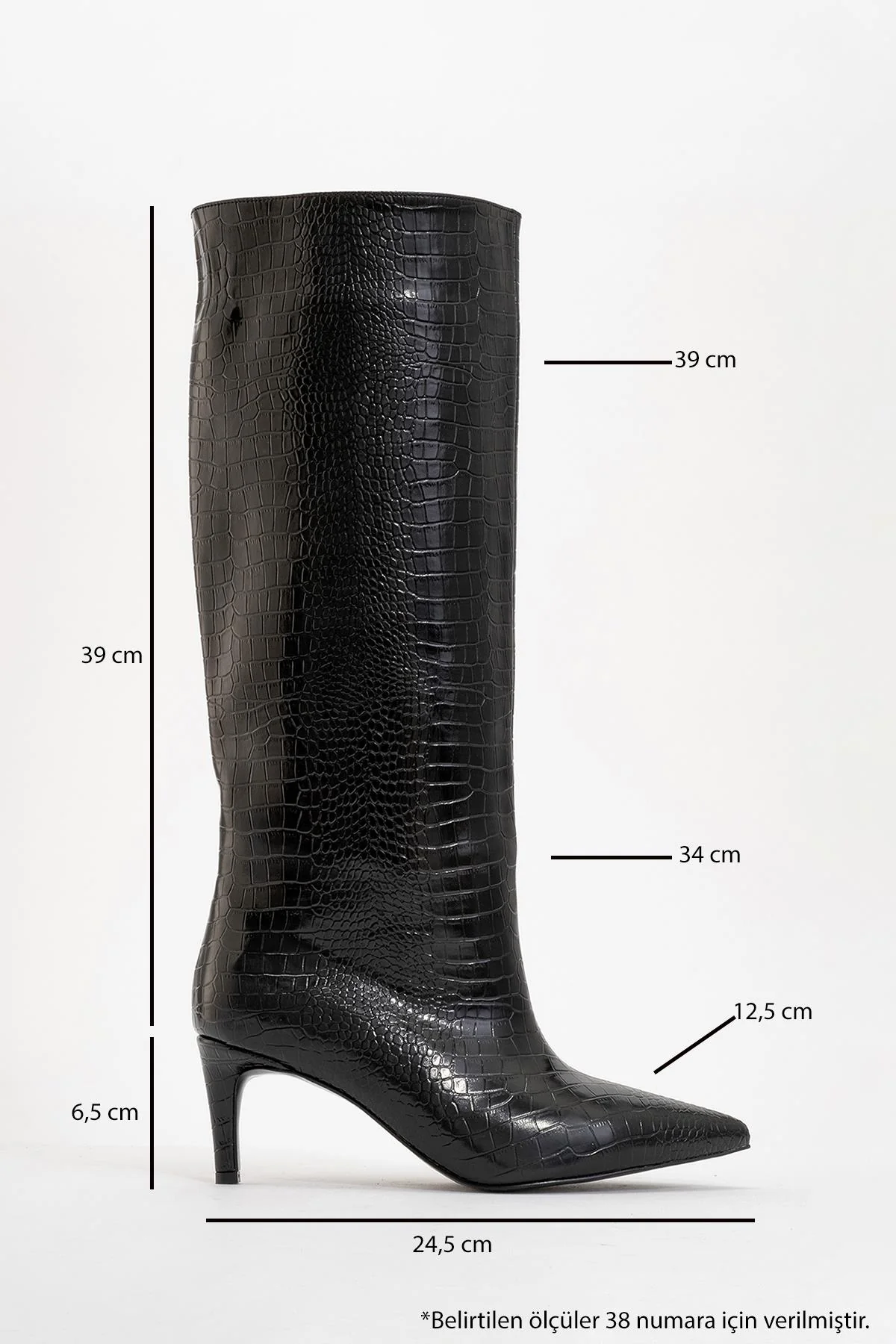 Camila - Black Printed Knee-High Boot (Women) - Image 4