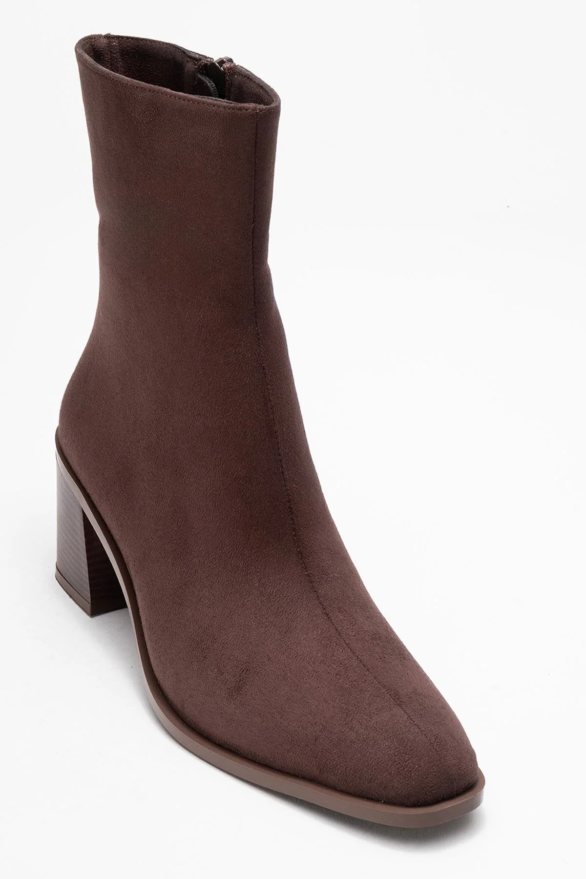 Chara - Brown Suede Block Heel Ankle Boot (Women) - Image 3