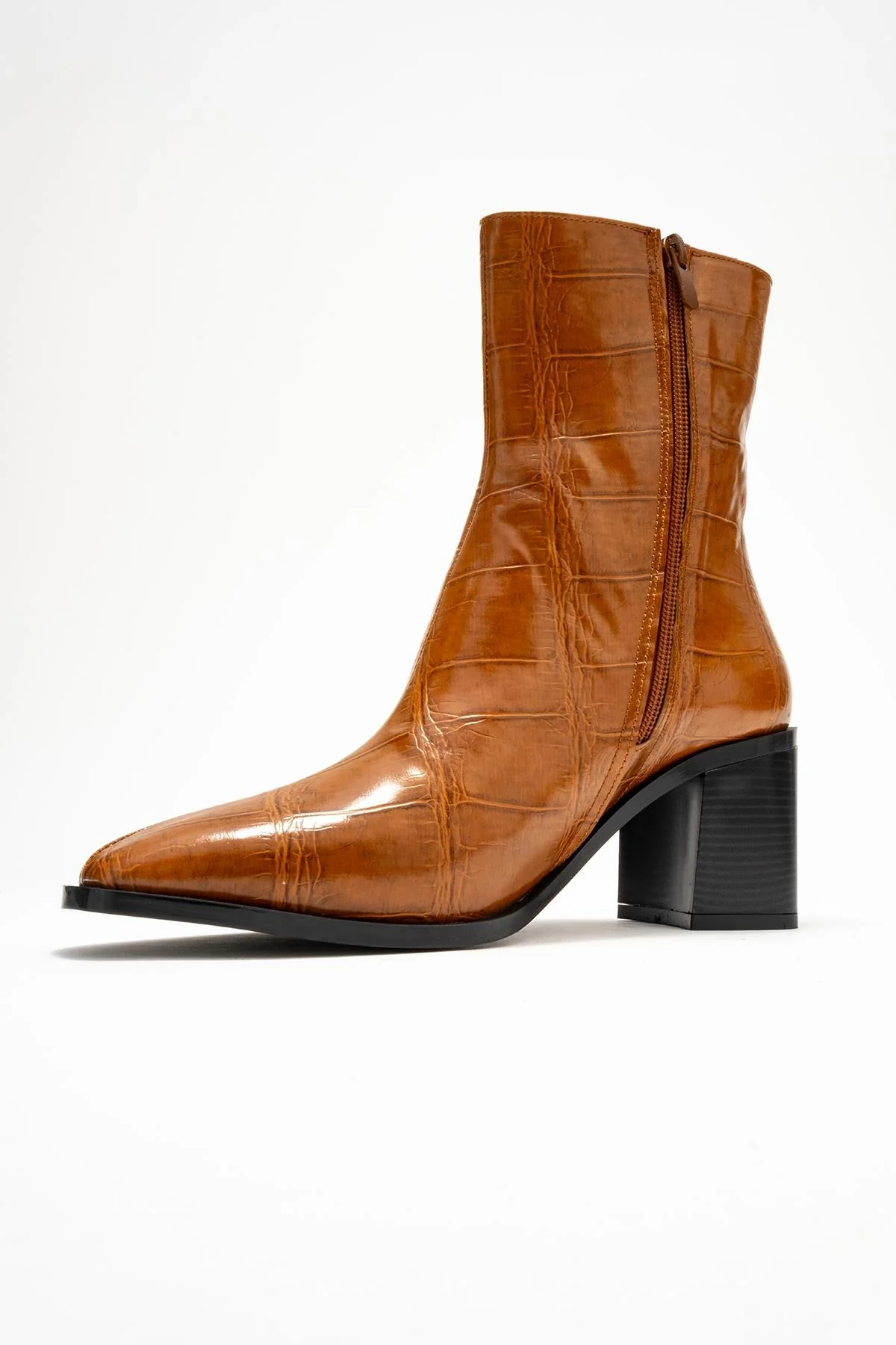 Chara - Cognac Printed Block Heel Boot (Women) - Image 4