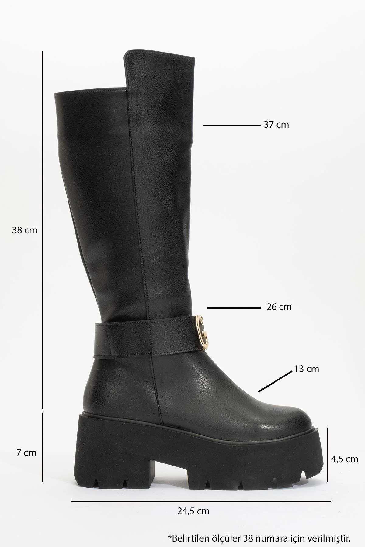 Doras - Black Platform Heel Knee-High Boot (Women) - Image 4