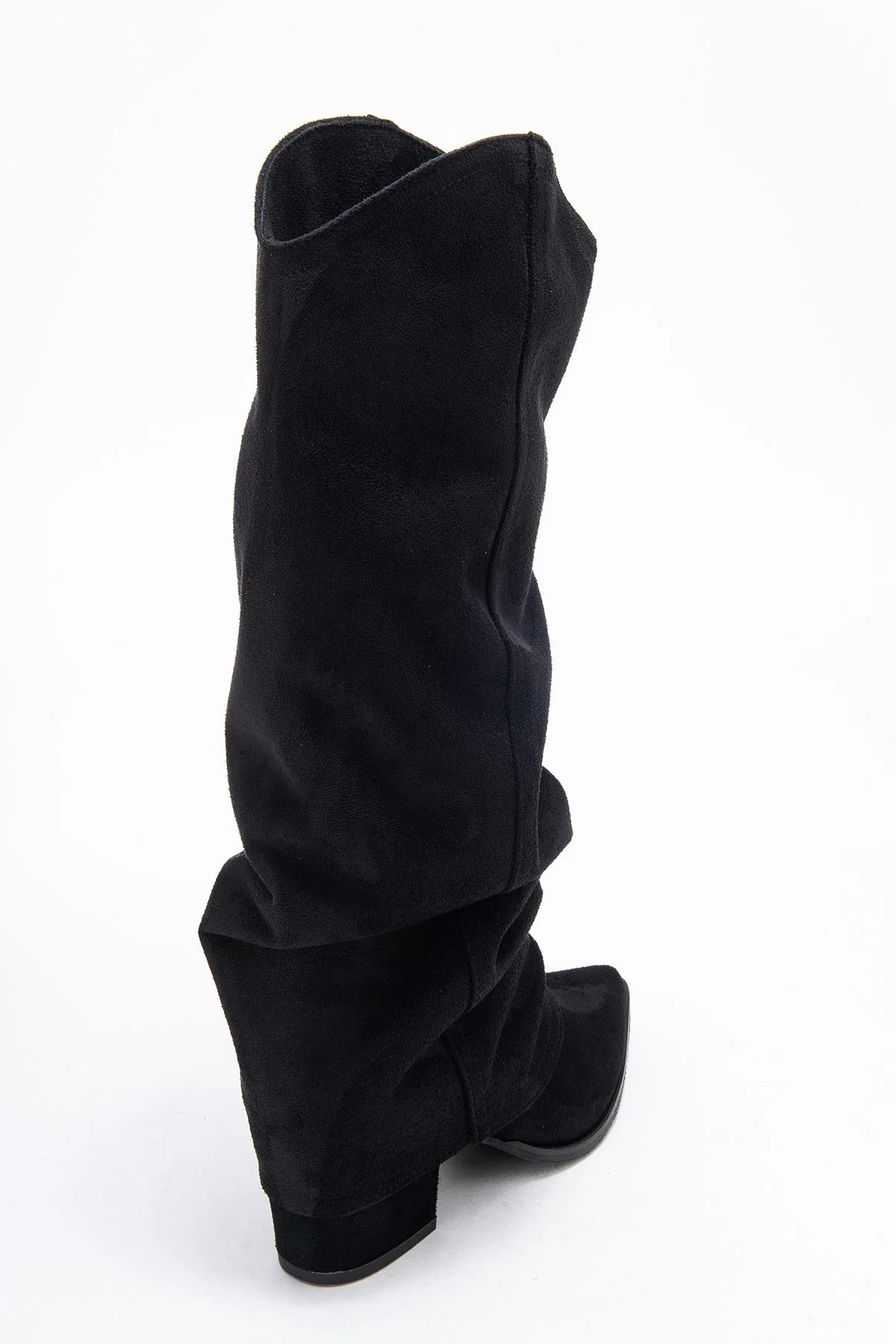 Elaris - Black Gusseted Block Heel Knee-High Boot (Women) - Image 5