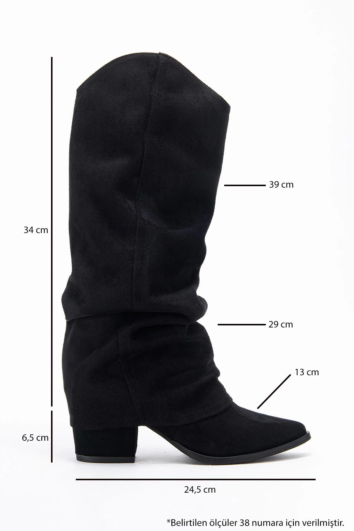 Elaris - Black Gusseted Block Heel Knee-High Boot (Women) - Image 6