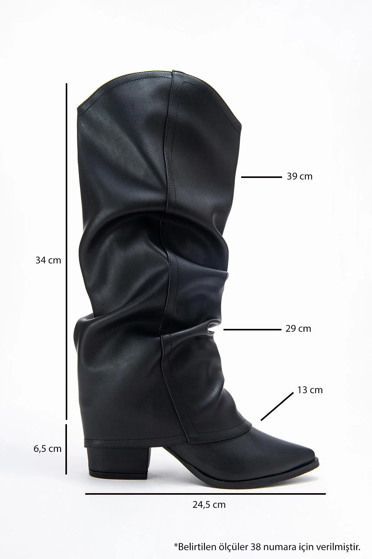 Elaris - Black Gusseted Block Heel Knee-High Boot (Women) - Image 6