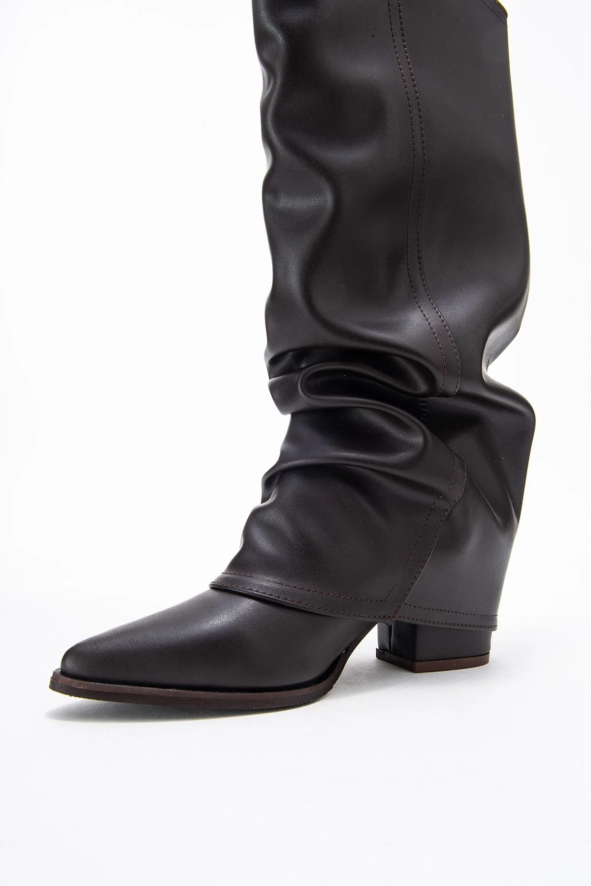 Elaris - Brown Gusseted Block Heel Knee-High Boot (Women) - Image 4