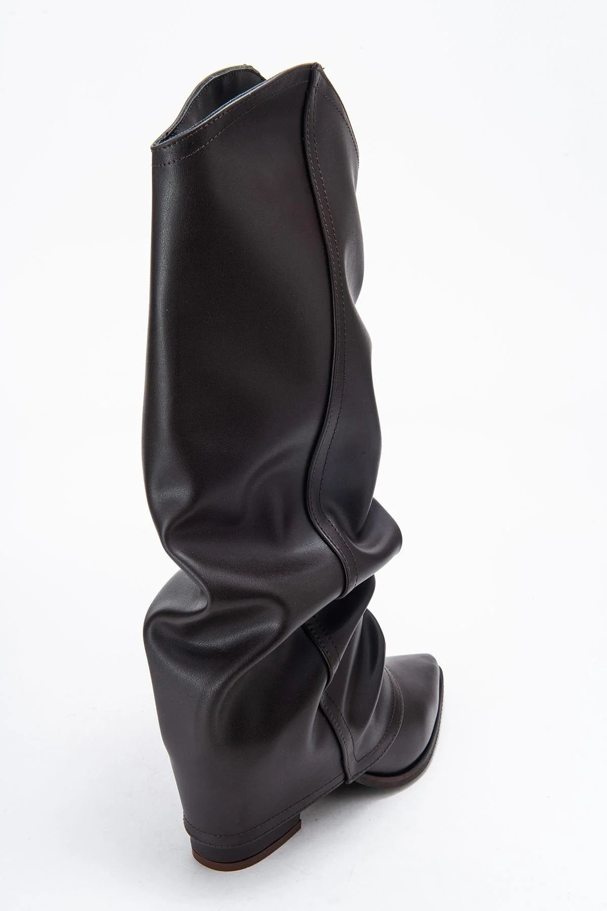 Elaris - Brown Gusseted Block Heel Knee-High Boot (Women) - Image 5