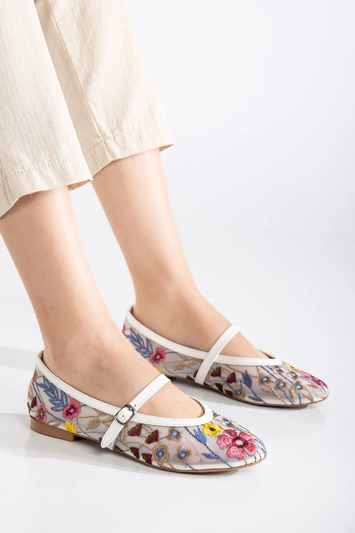 Fauna - White Mesh Mary Jane Flats - Image 3