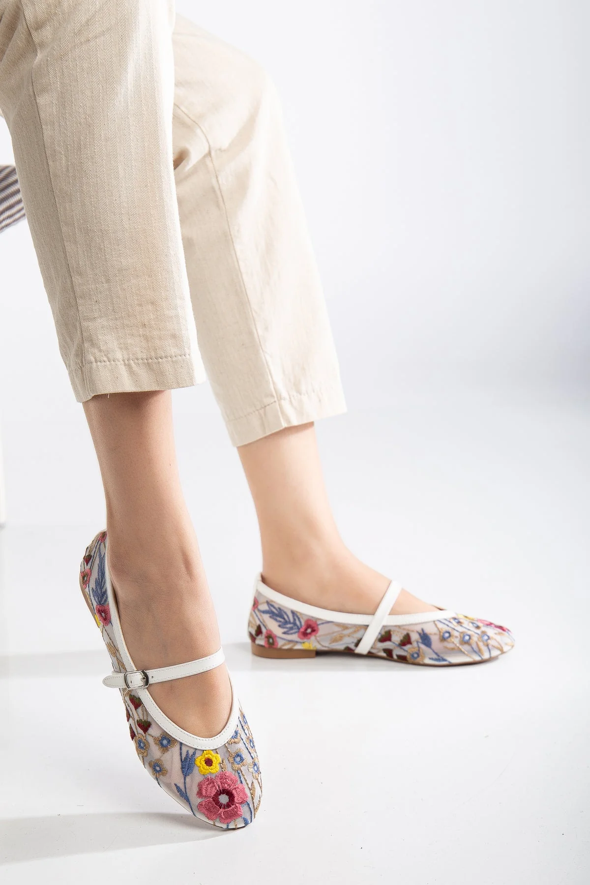 Fauna - White Mesh Mary Jane Flats - Image 4