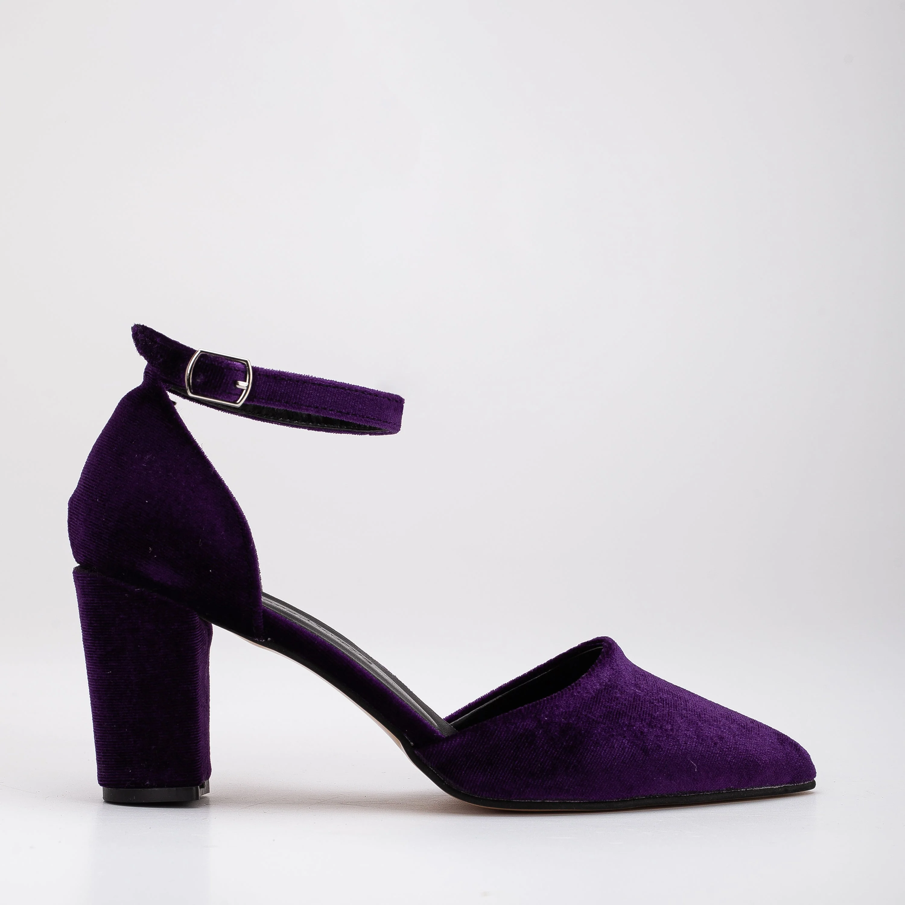 Hazel - Purple Velvet Shoes with Pearls - Image 6