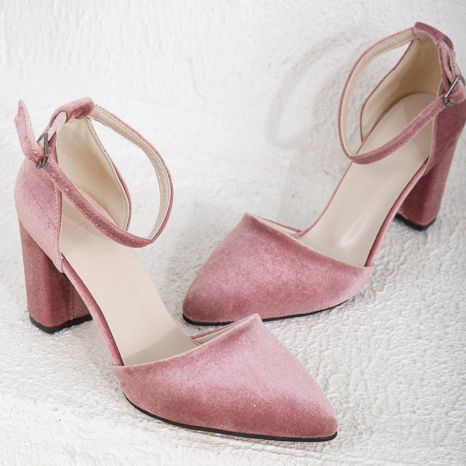 Hazel - Rose Velvet Shoes with Pearls - Image 9