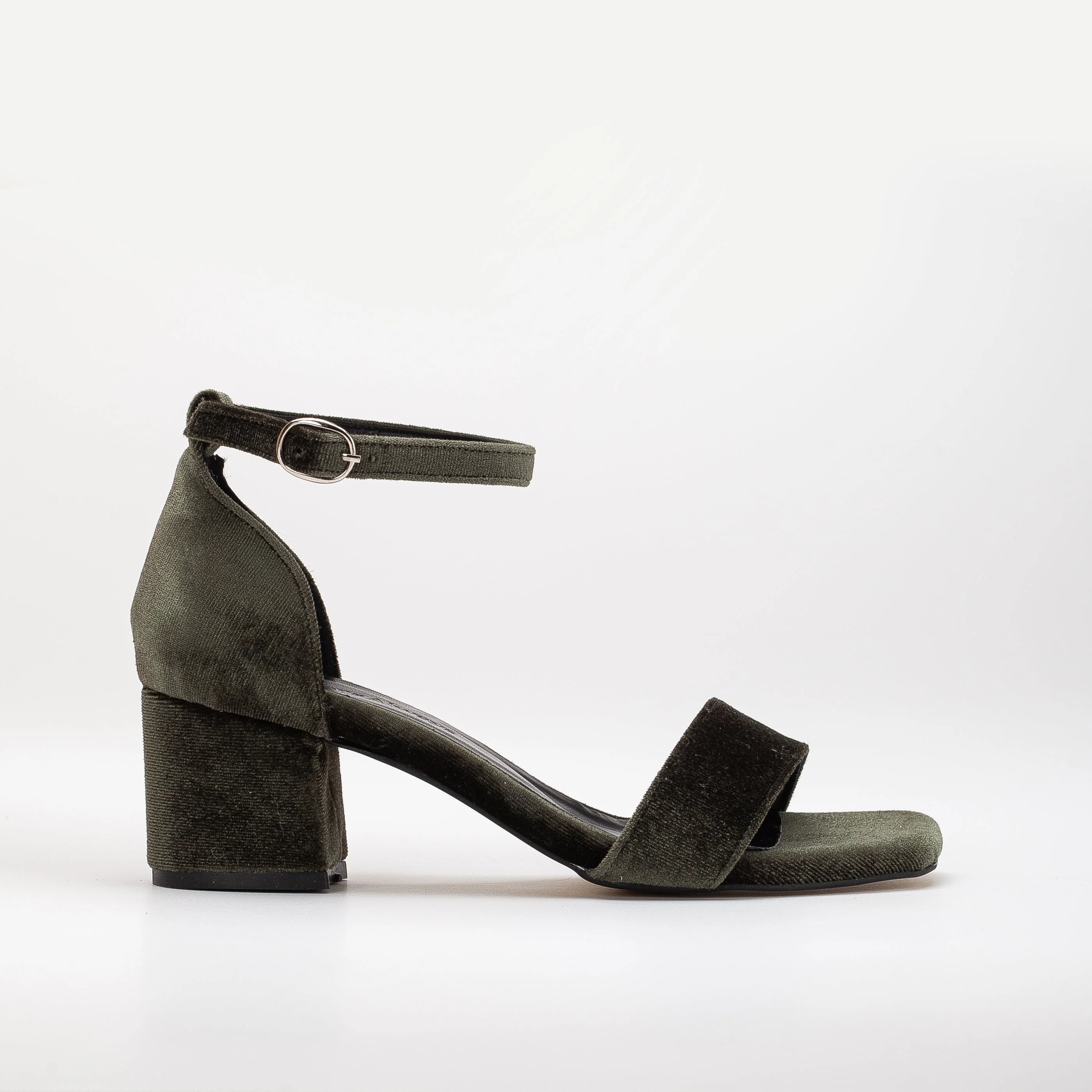Illy - Olive Green Velvet Sandals with Pearls - Image 6