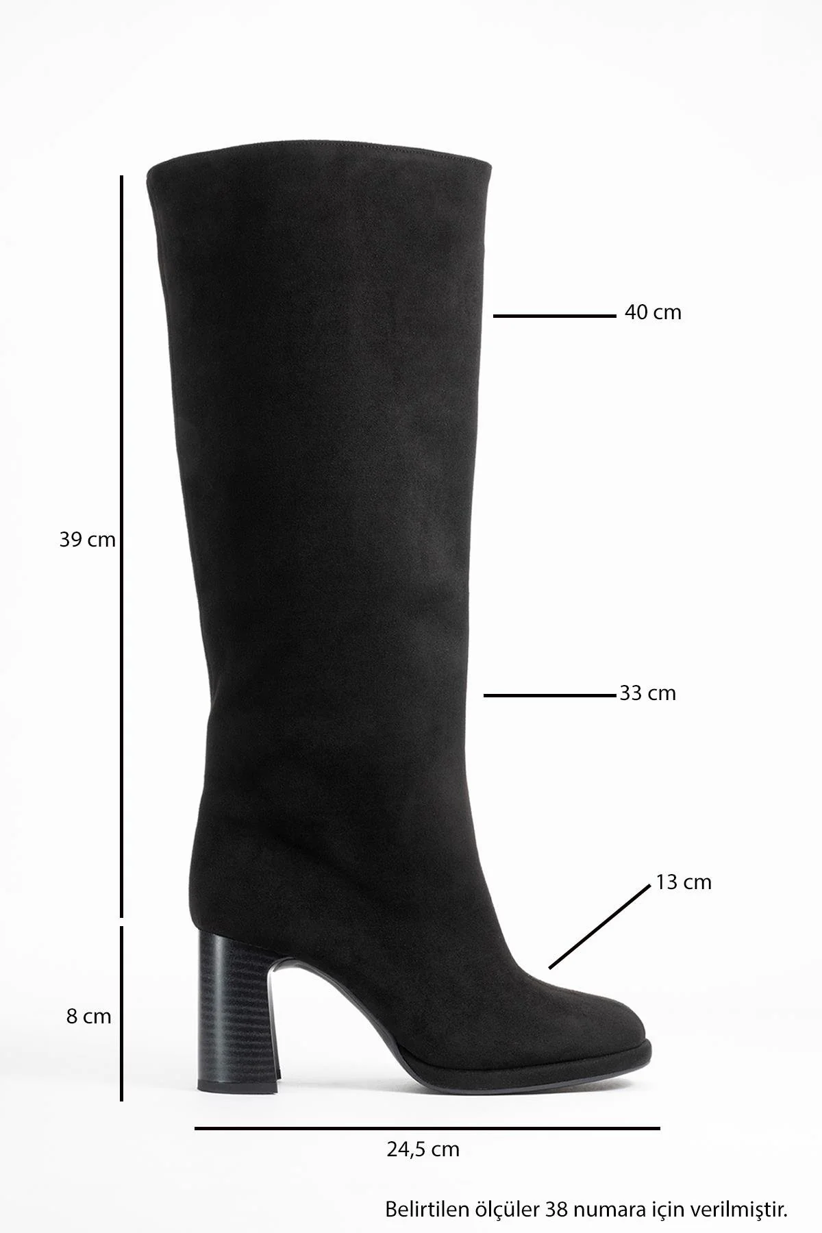 Josette - Black Block Heel Knee-High Boot (Women) - Image 6