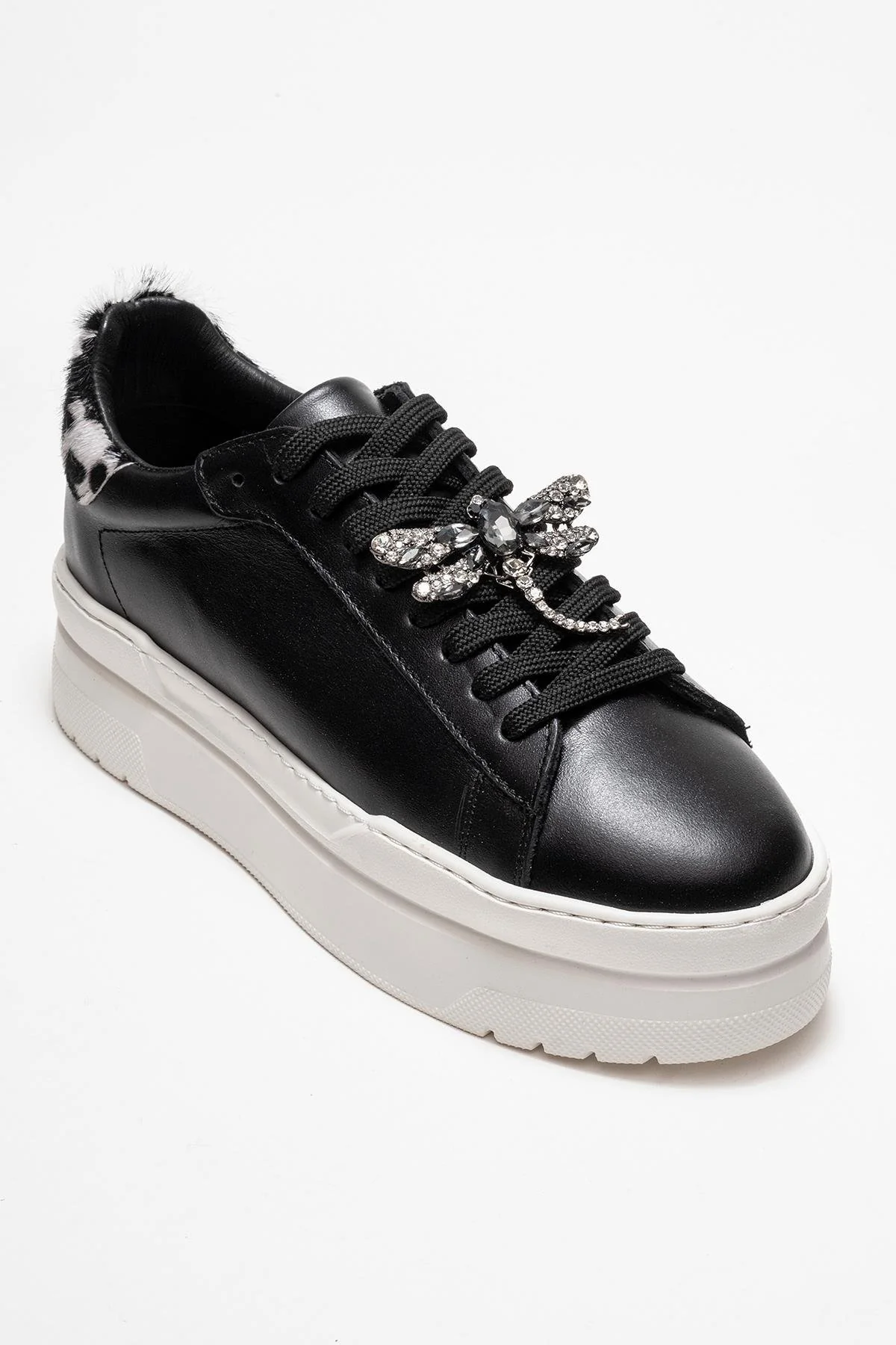 Laren - Black Genuine Leather Buckle Casual Sneaker (Women) - Image 3
