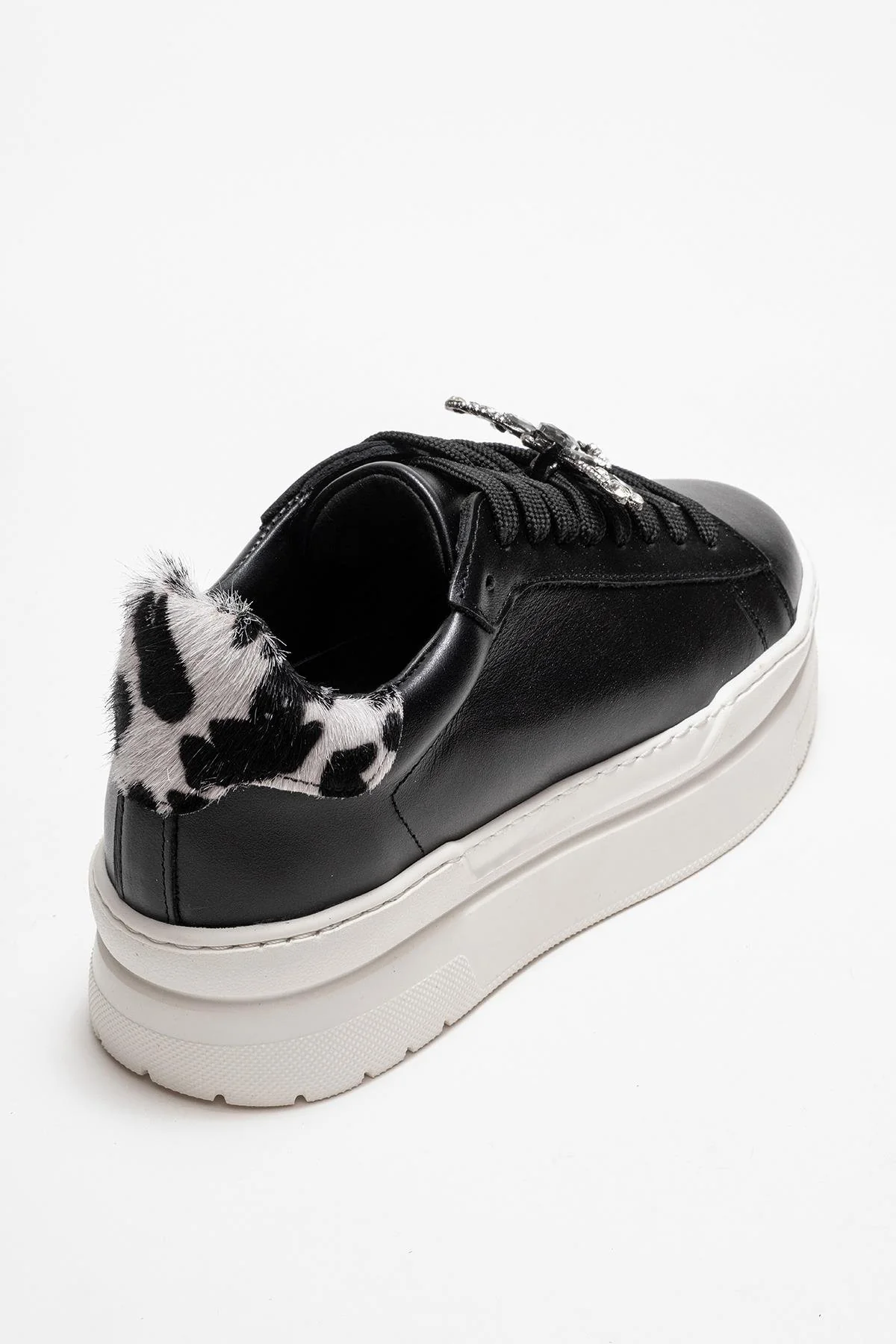 Laren - Black Genuine Leather Buckle Casual Sneaker (Women) - Image 5