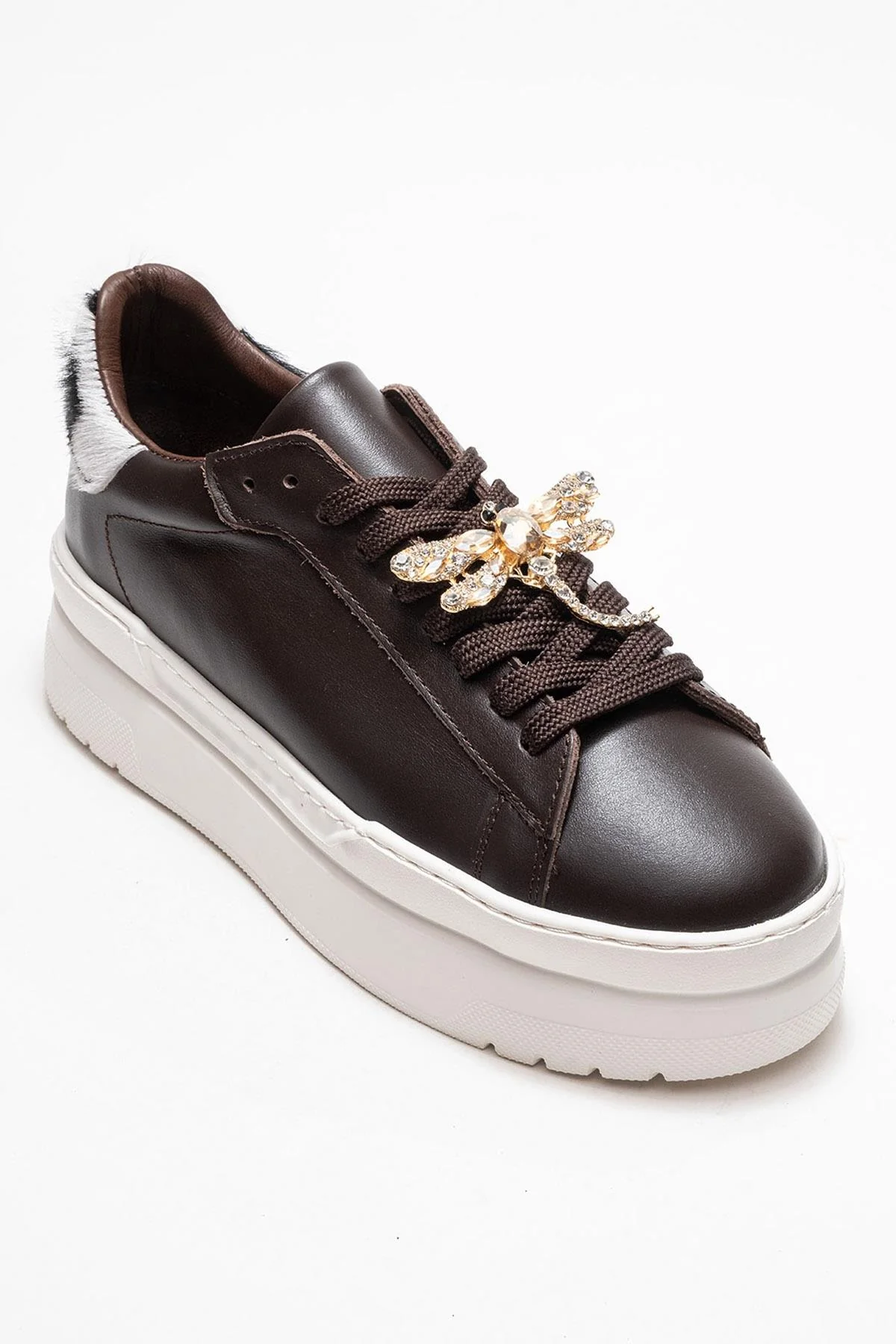 Laren - Brown Genuine Leather Buckle Casual Sneaker (Women) - Image 3