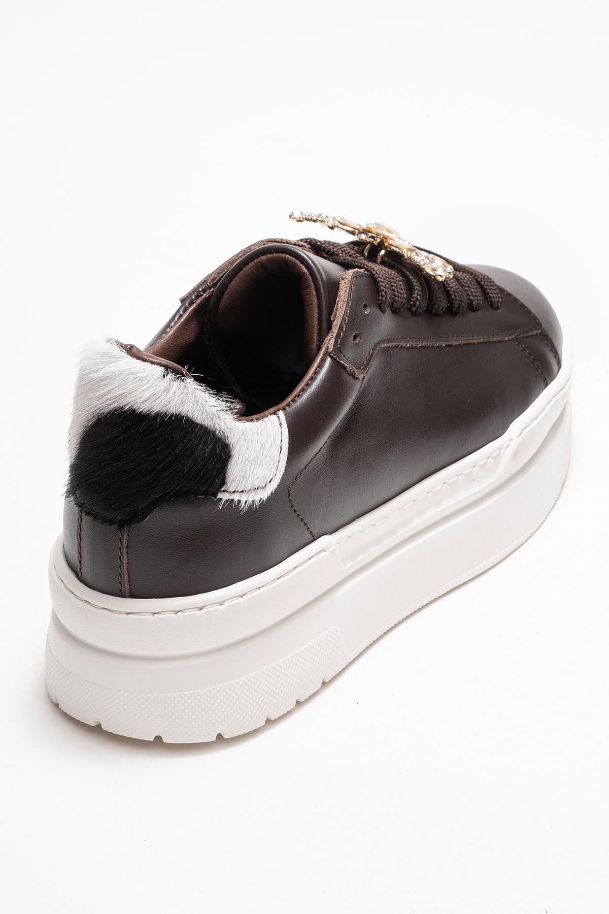 Laren - Brown Genuine Leather Buckle Casual Sneaker (Women) - Image 5