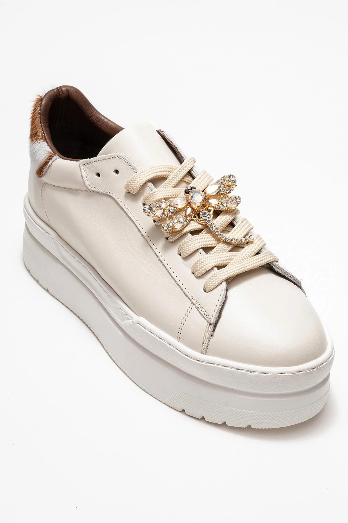 Laren - Off-White Genuine Leather Buckle Casual Sneaker (Women) - Image 3