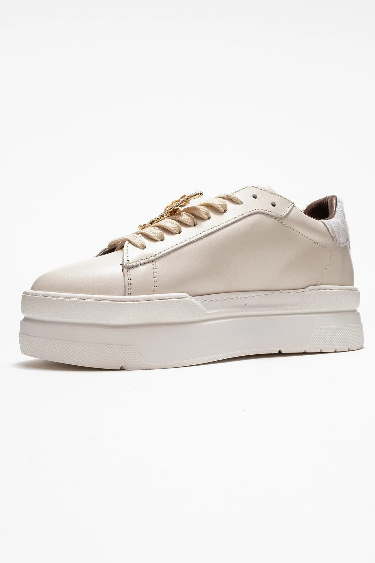 Laren - Off-White Genuine Leather Buckle Casual Sneaker (Women) - Image 4