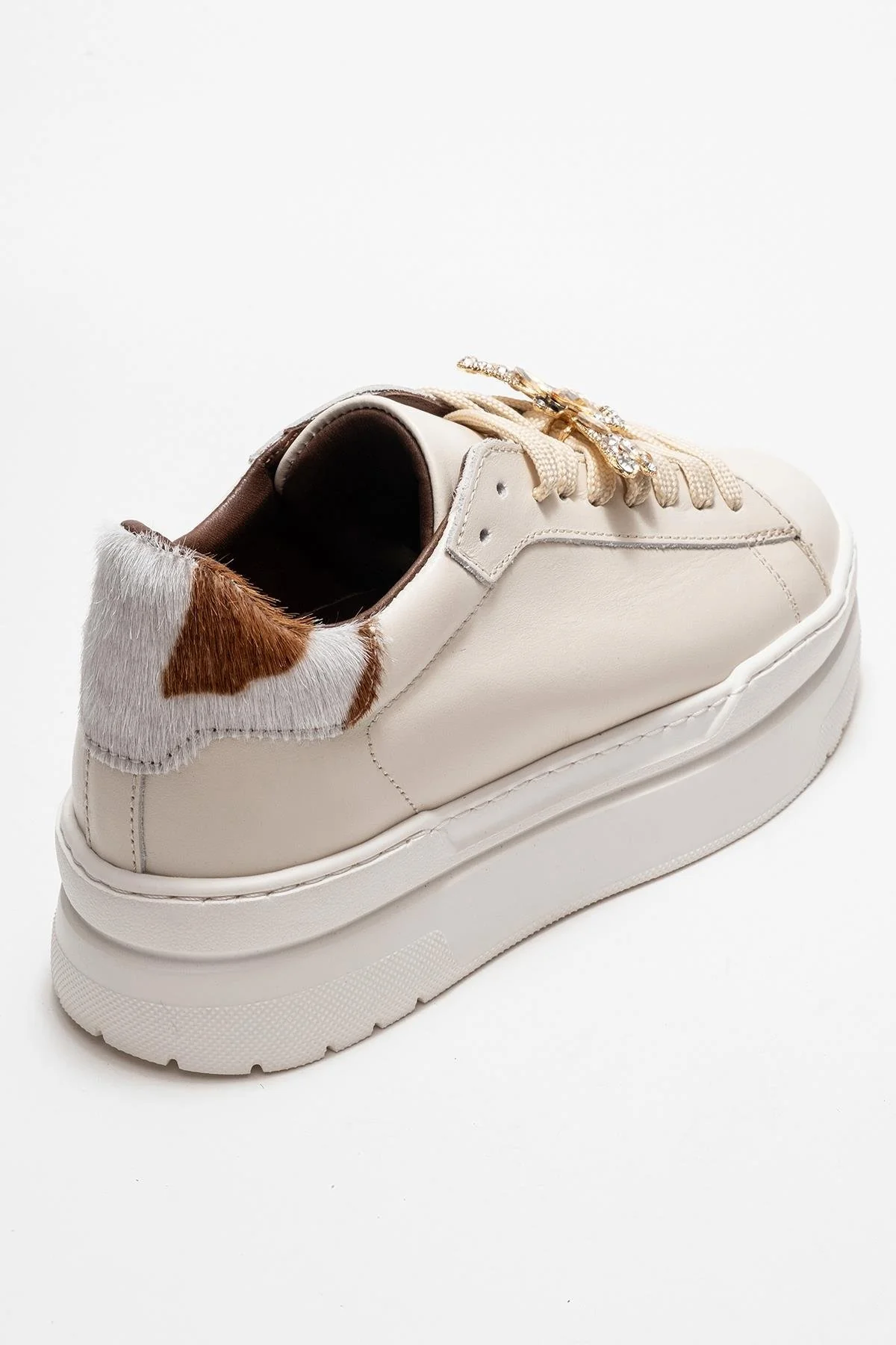 Laren - Off-White Genuine Leather Buckle Casual Sneaker (Women) - Image 5
