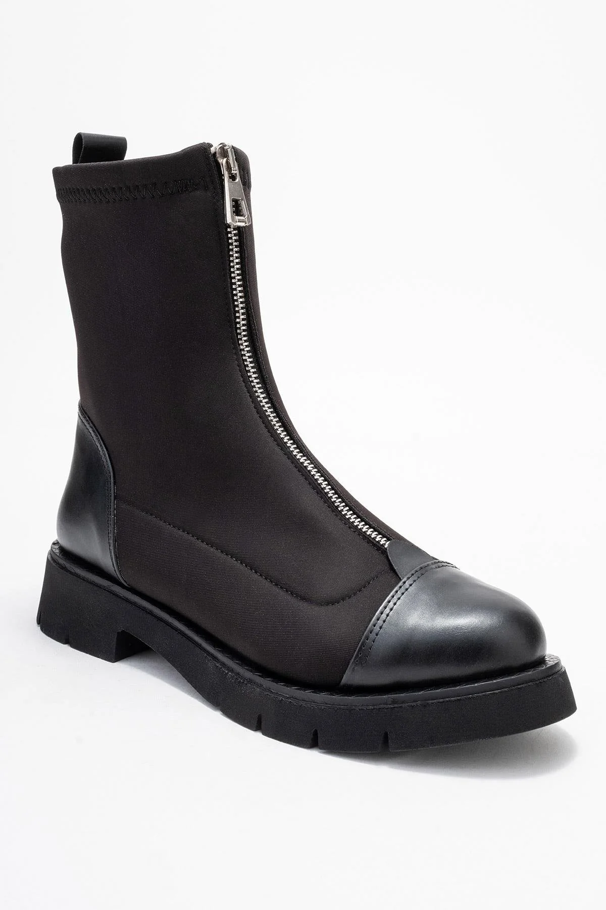 Martos - Black Stretch Front-Zip Ankle Boot (Women) - Image 3