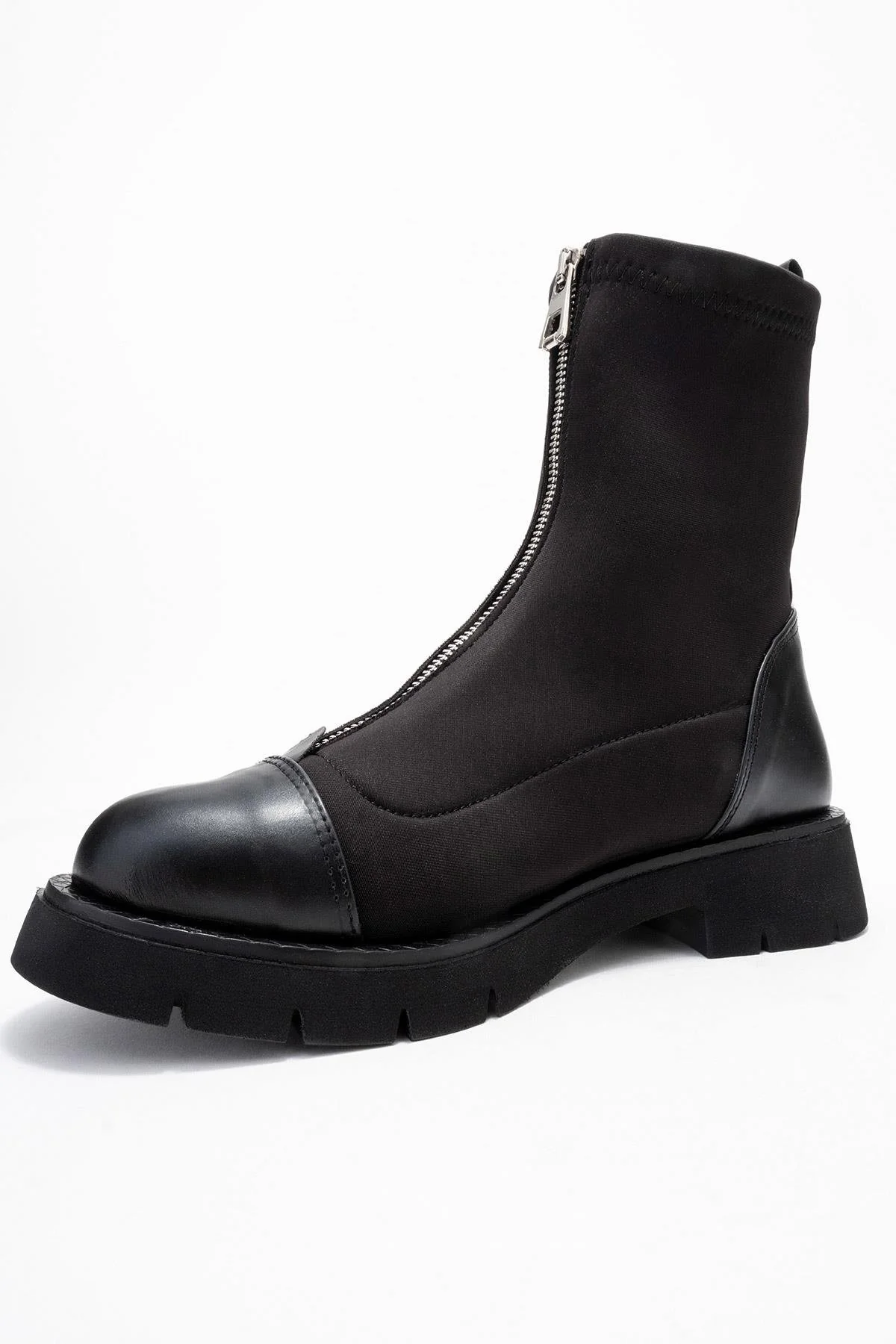 Martos - Black Stretch Front-Zip Ankle Boot (Women) - Image 4