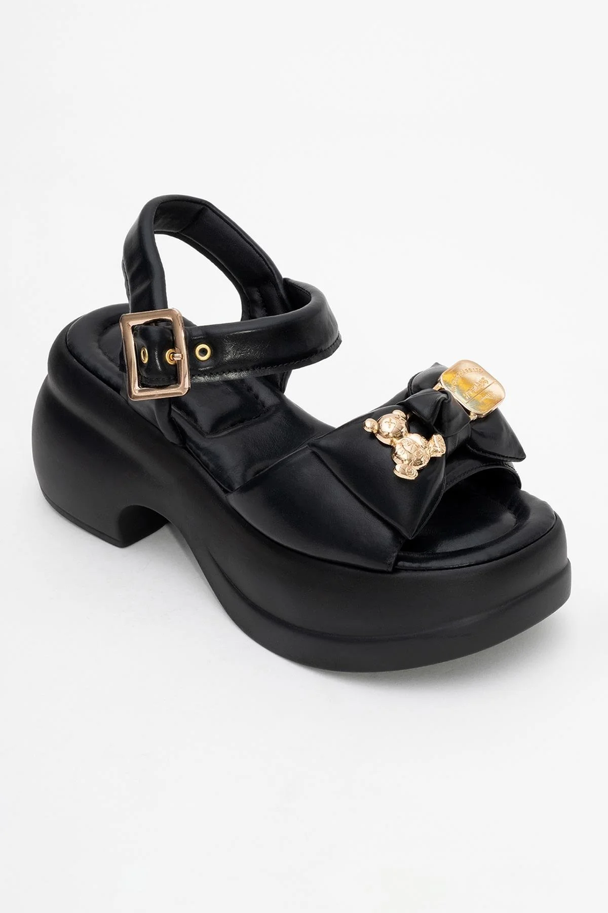 Merida Black Buckle Platform Sandal (Women) - Image 3