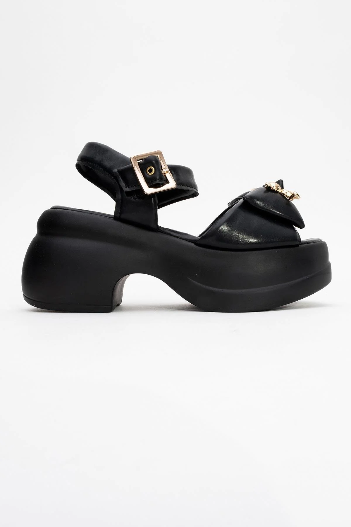 Merida Black Buckle Platform Sandal (Women) - Image 6