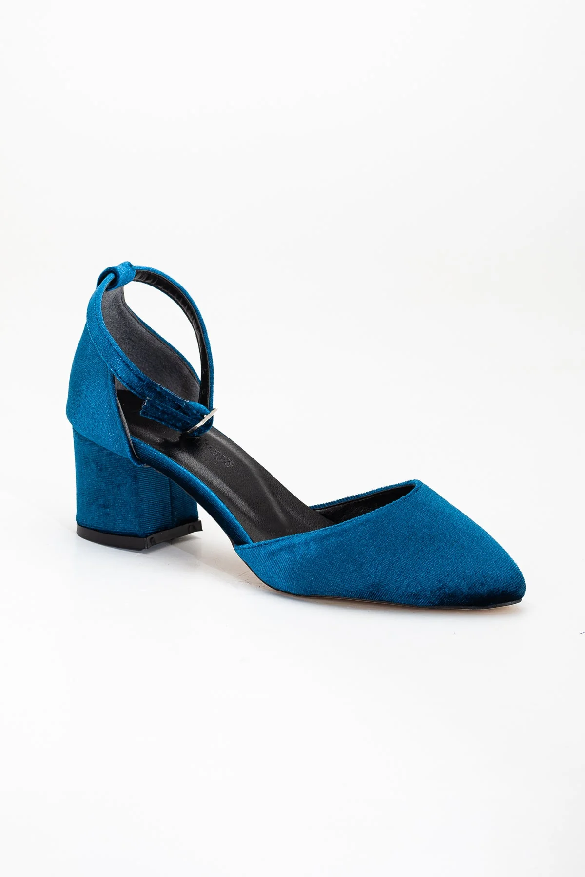 Miranda - Teal Blue Velvet Bridal Shoes with Pearls - Image 8