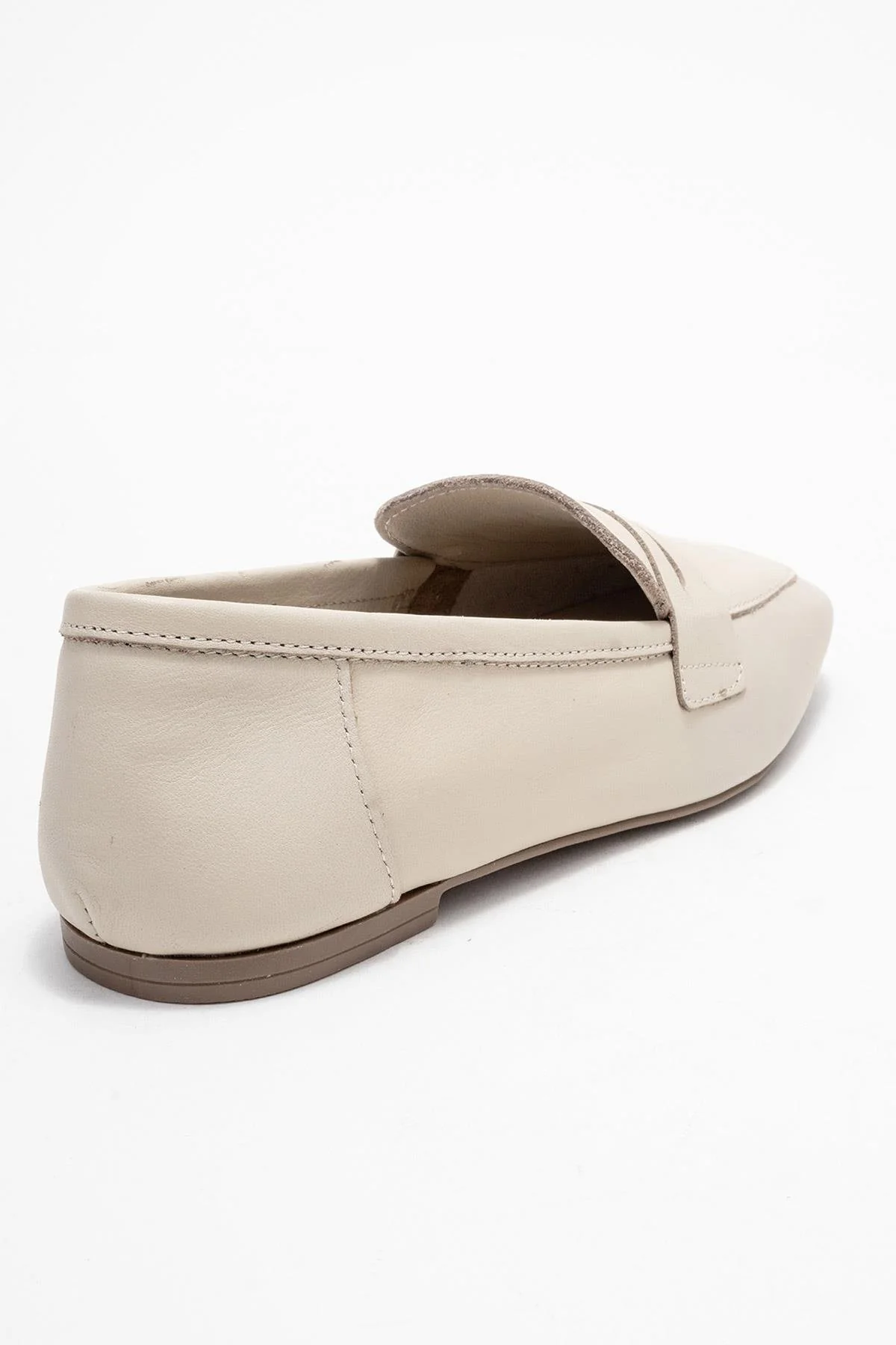 Morne - Ecru Beige Genuine Leather Loafer Shoe (Women) - Image 5