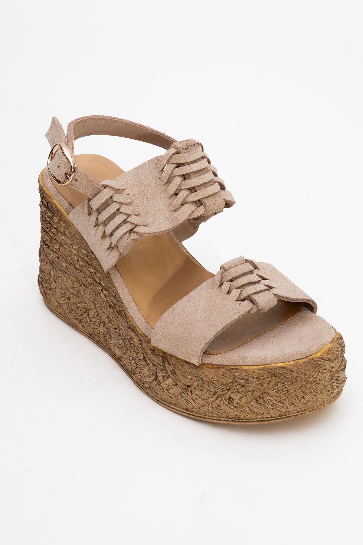 Olien - Beige Suede Leather Platform Espadrilles (Women) - Image 3