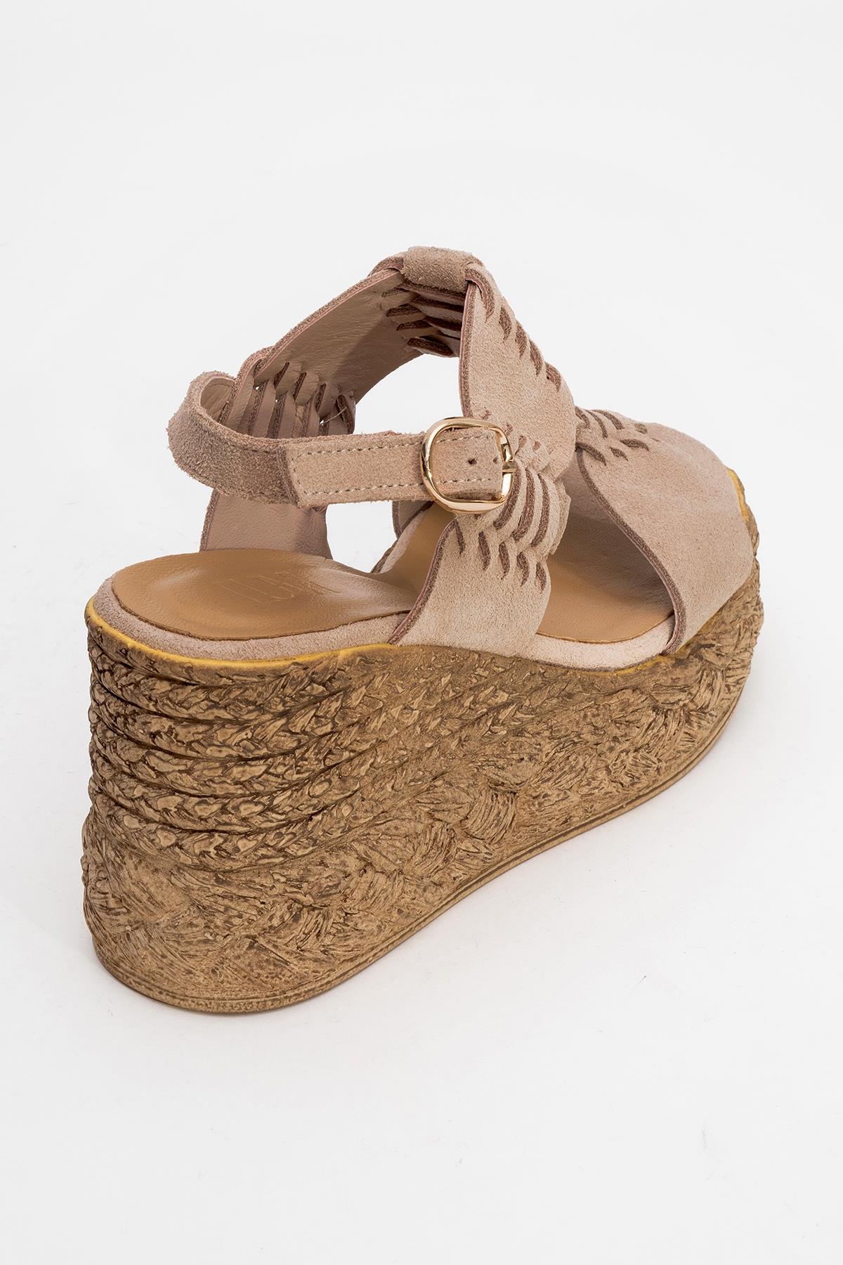 Olien - Beige Suede Leather Platform Espadrilles (Women) - Image 5