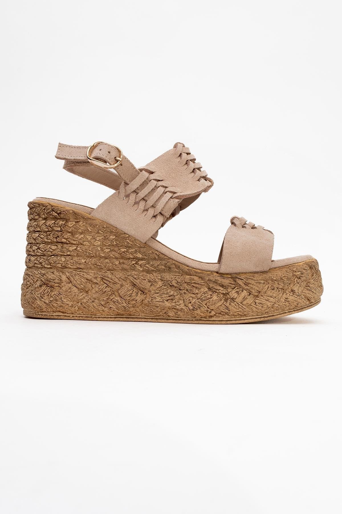 Olien - Beige Suede Leather Platform Espadrilles (Women) - Image 6