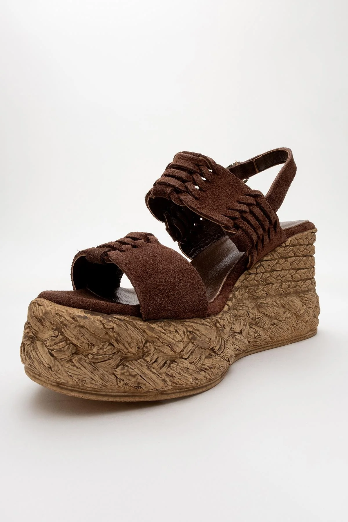 Olien - Brown Suede Leather Platform Espadrilles (Women) - Image 3