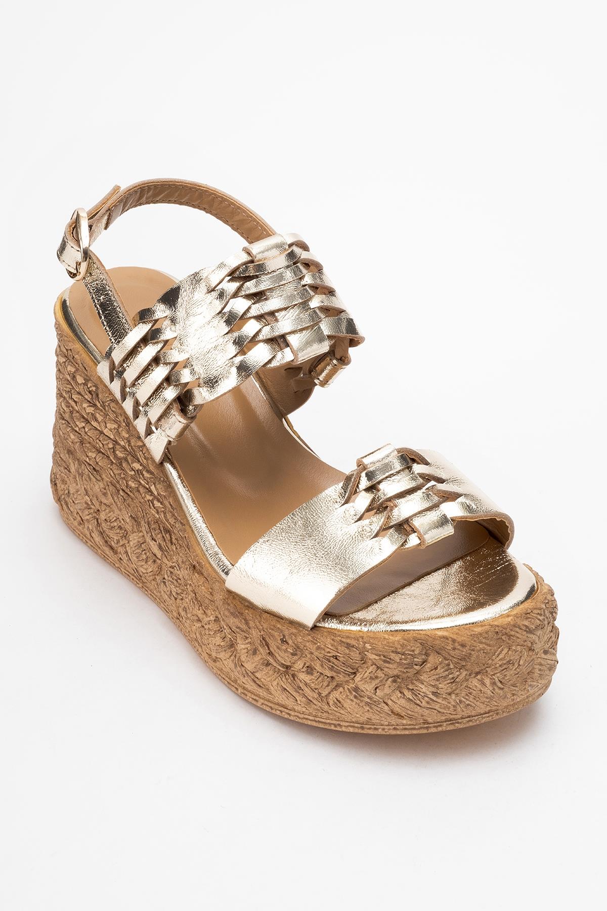 Olien - Gold Leather Platform Espadrilles (Women) - Image 3