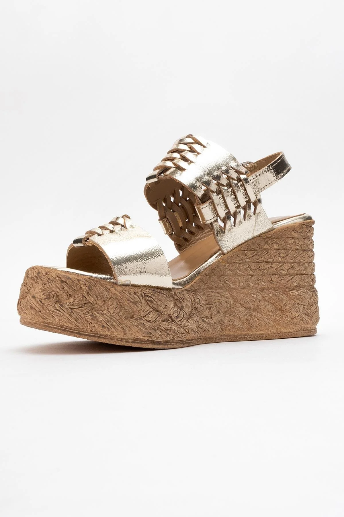 Olien - Gold Leather Platform Espadrilles (Women) - Image 4