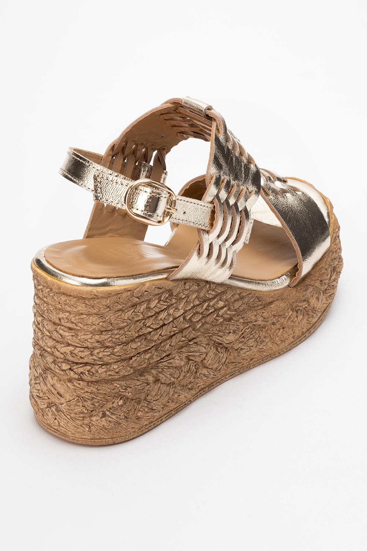 Olien - Gold Leather Platform Espadrilles (Women) - Image 5