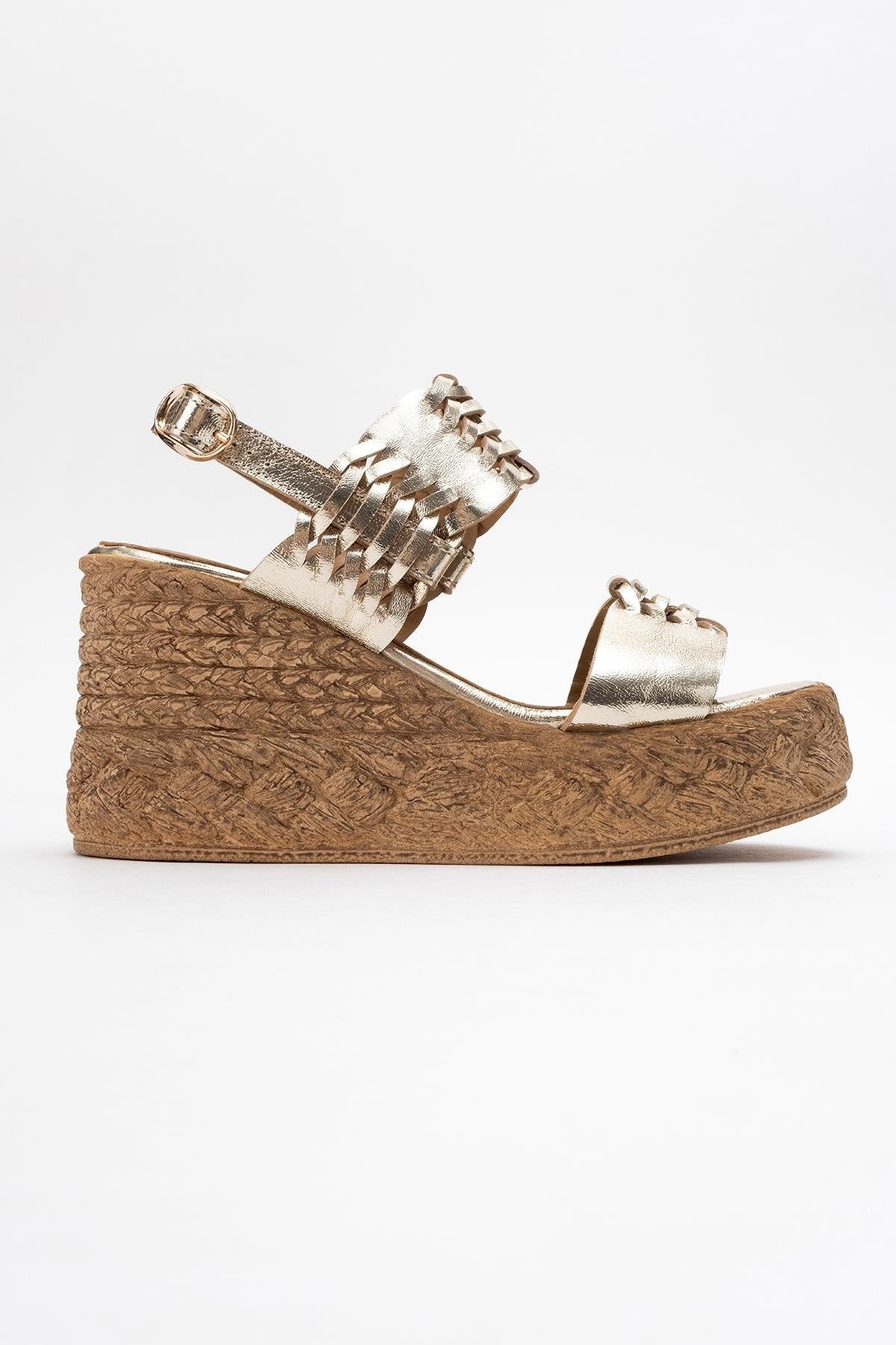 Olien - Gold Leather Platform Espadrilles (Women) - Image 6