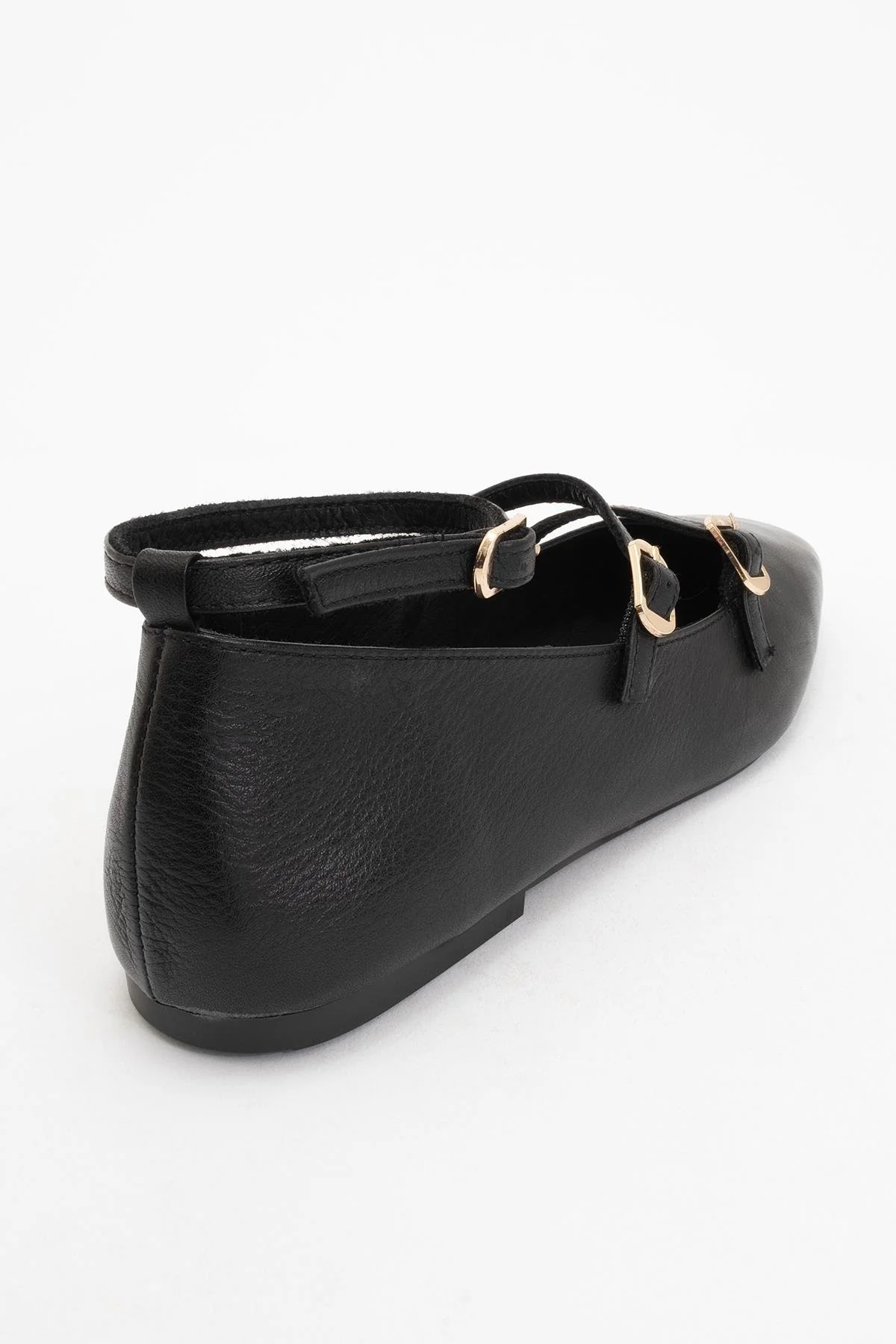 Serena - Black Leather Mary Jane Flats - Image 4
