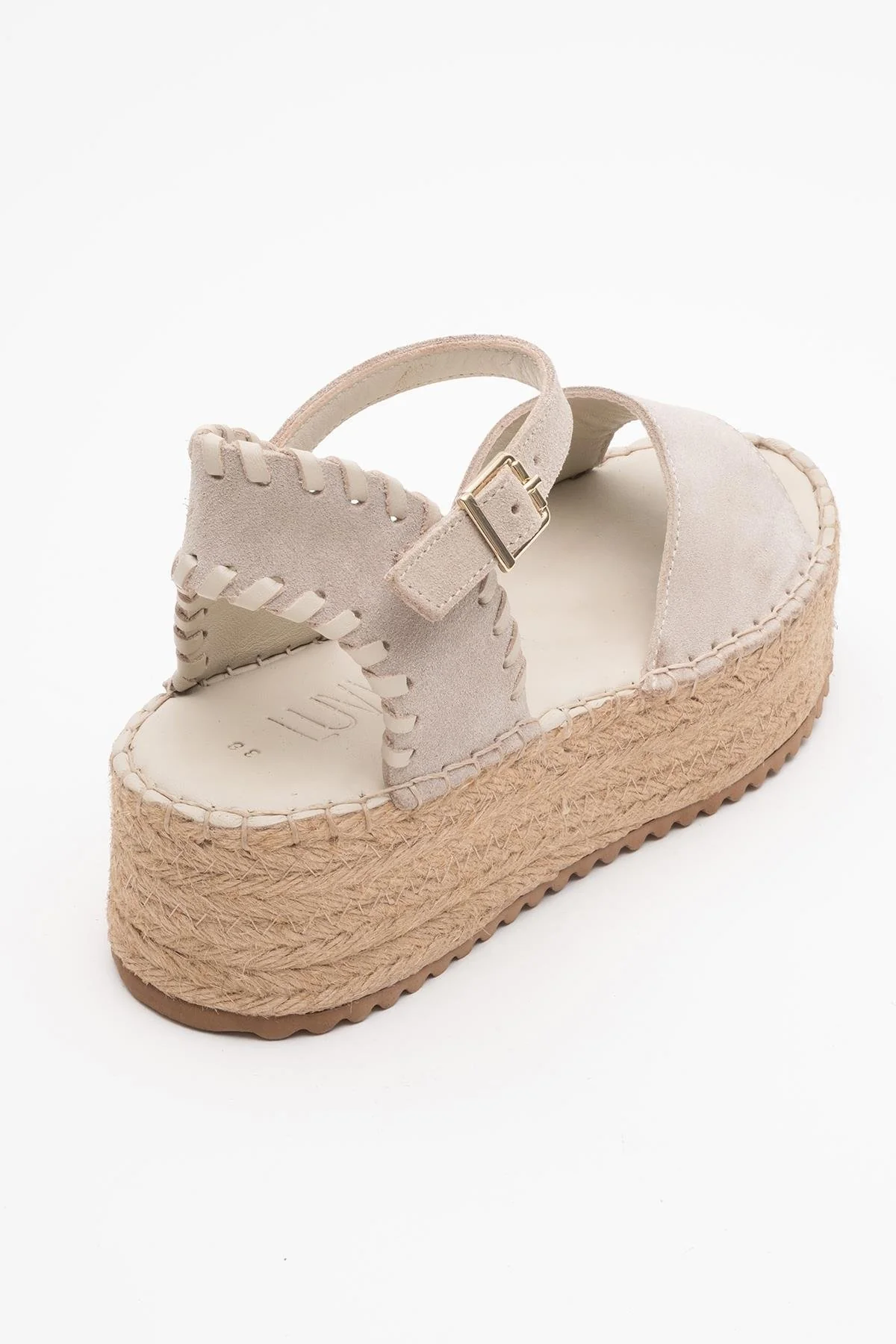 Serez - Beige Suede Leather Platform Espadrilles Sandal (Women) - Image 4