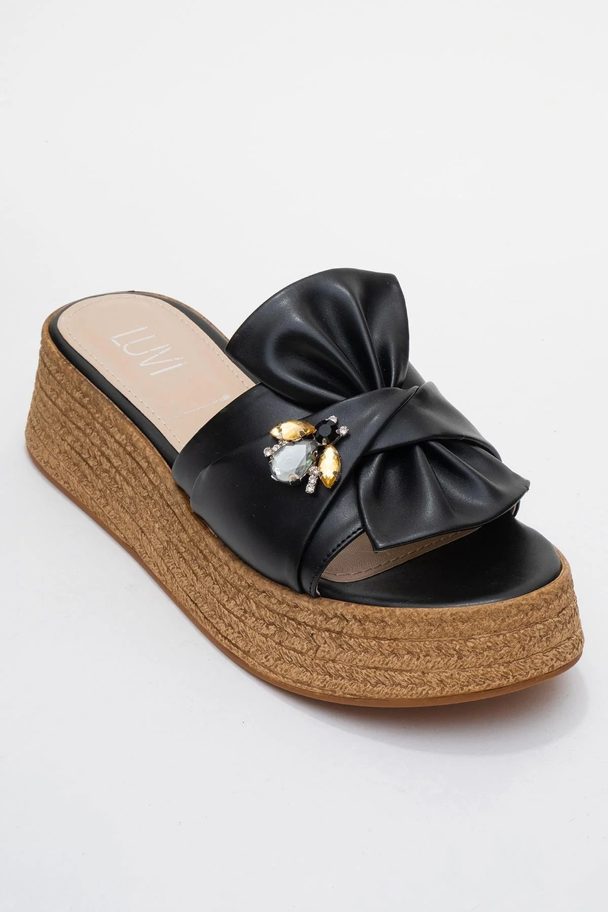 Shara Black Bow & Bee Buckle Platform Sandal (Women) - Image 3