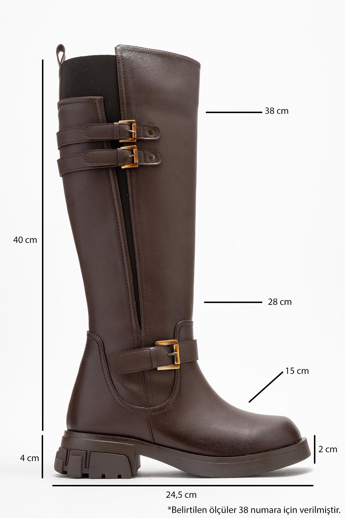 Sia - Cognac Stretch-Panel Flat Knee-High Boot (Women) - Image 6