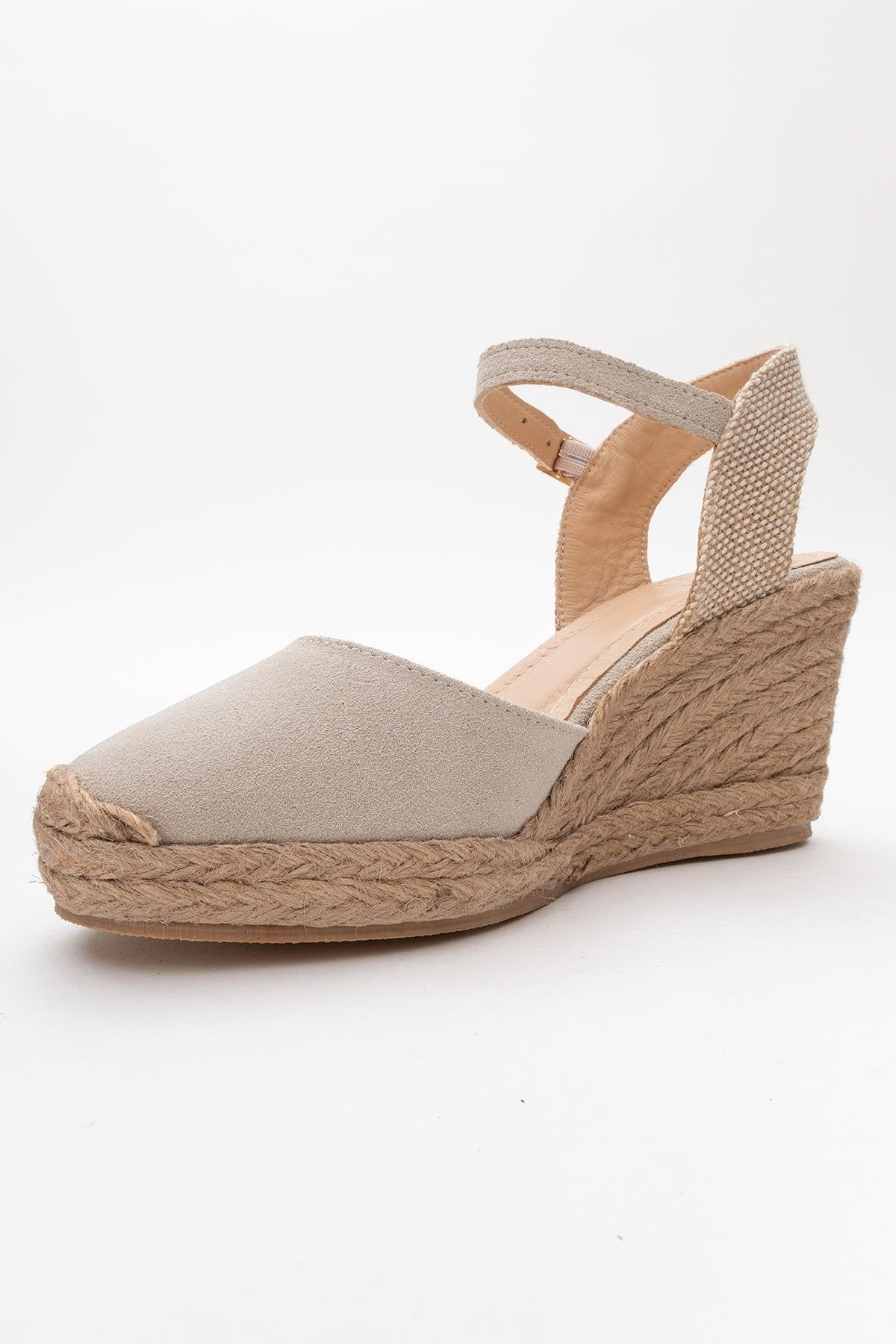 Sinta - Beige Suede Leather Platform Espadrille (Women) - Image 3