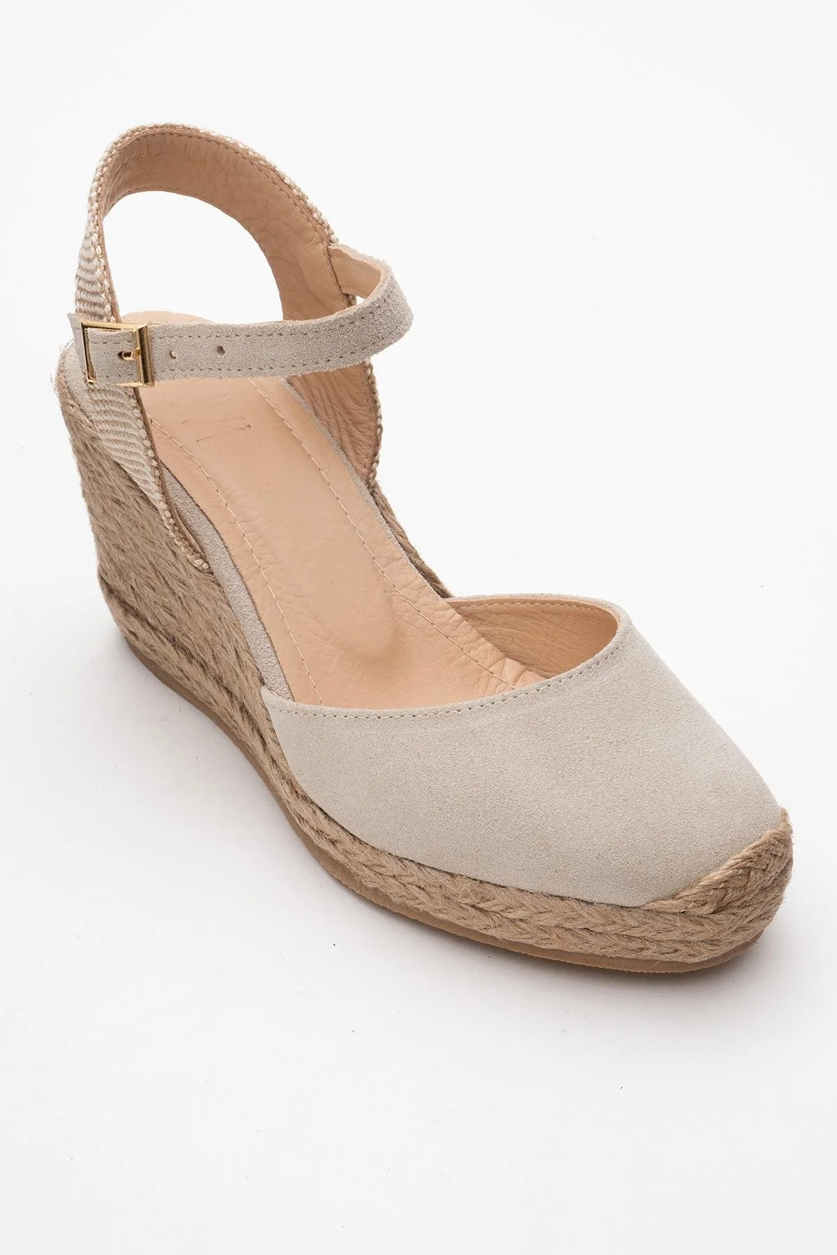 Sinta - Beige Suede Leather Platform Espadrille (Women) - Image 4