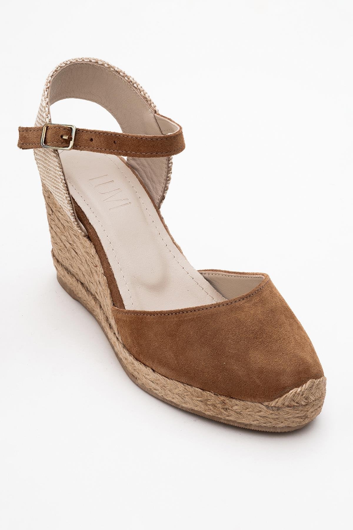 Sinta - Cognac Brown Suede Leather Platform Espadrille (Women) - Image 3