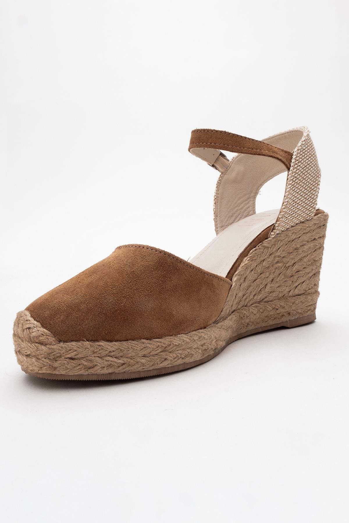 Sinta - Cognac Brown Suede Leather Platform Espadrille (Women) - Image 4